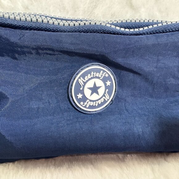 Meetself Navy Bl Wristlet Wallet Makeup Pouch Cosmetic Case Bag Great For Travel - Picture 2 of 7